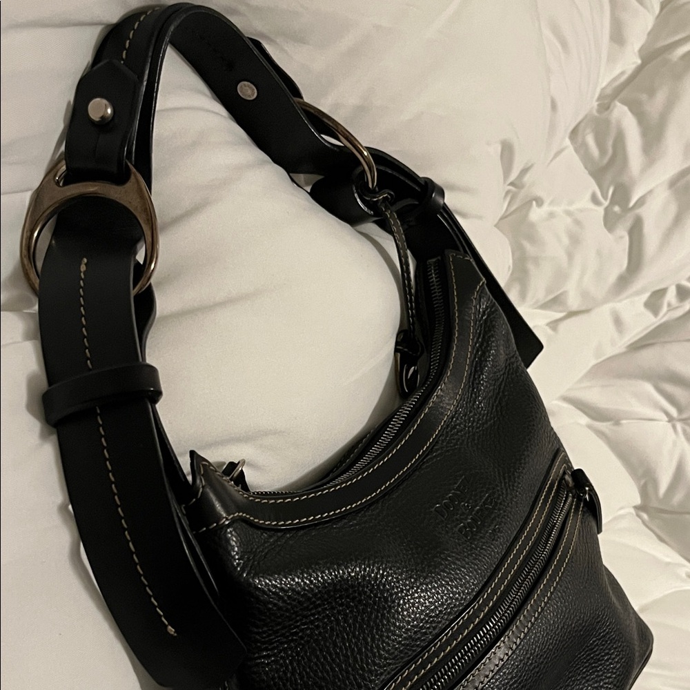 Dooney & Bourke Black Leather Shoulder Hobo with Gold Charm - Picture 5 of 12